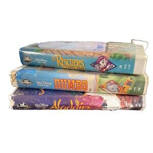 Disney The Rescuers, Dumbo, Aladdin VHS Lot of 3 Black Diamond Classic Vintage